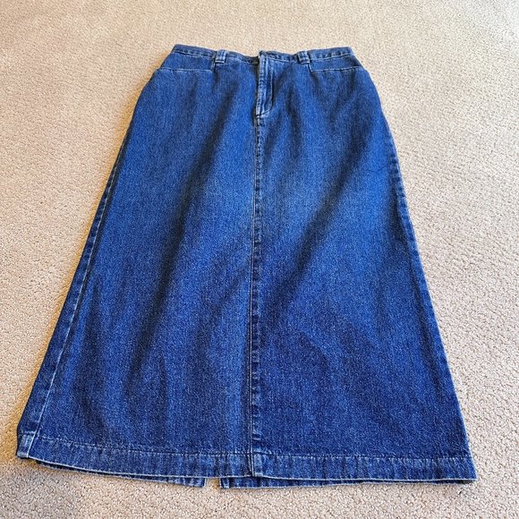 Lee Casuals Maxi Skirt Jean Denim Preppy Modest Academia Vintage Size 12P Petite - Picture 1 of 8